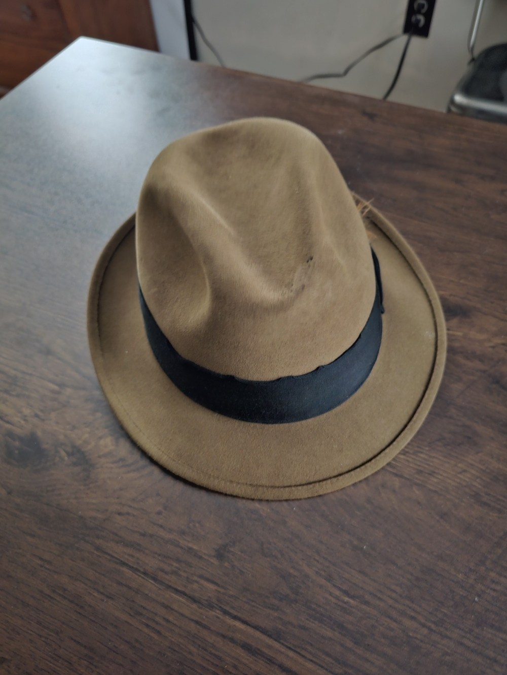 Stetson Classic Brown Fedora with Feather Trim 7 3/8 (59) - Picture 3 of 6